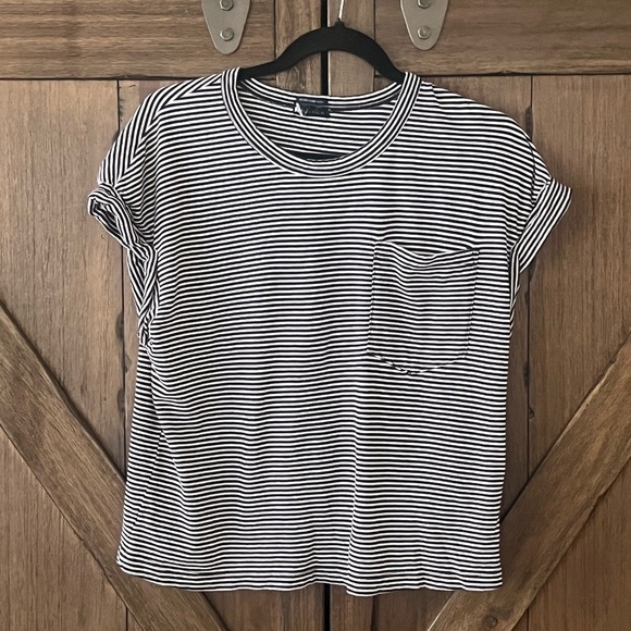 MOTHER The Keep on Rolling Stripe Cotton Pocket T-Shirt Size Small - Picture 5 of 10